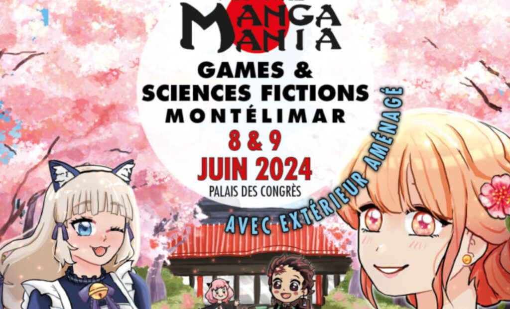 Affiche du festival Manga Mania des 8 et 9 juin 2024 à Montélimar