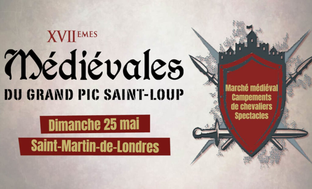 affiche de la fête médiévale du grand pic saint loup le 25 mai
